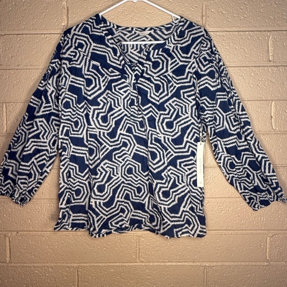 Caslon Navy and White Geometric Fabric